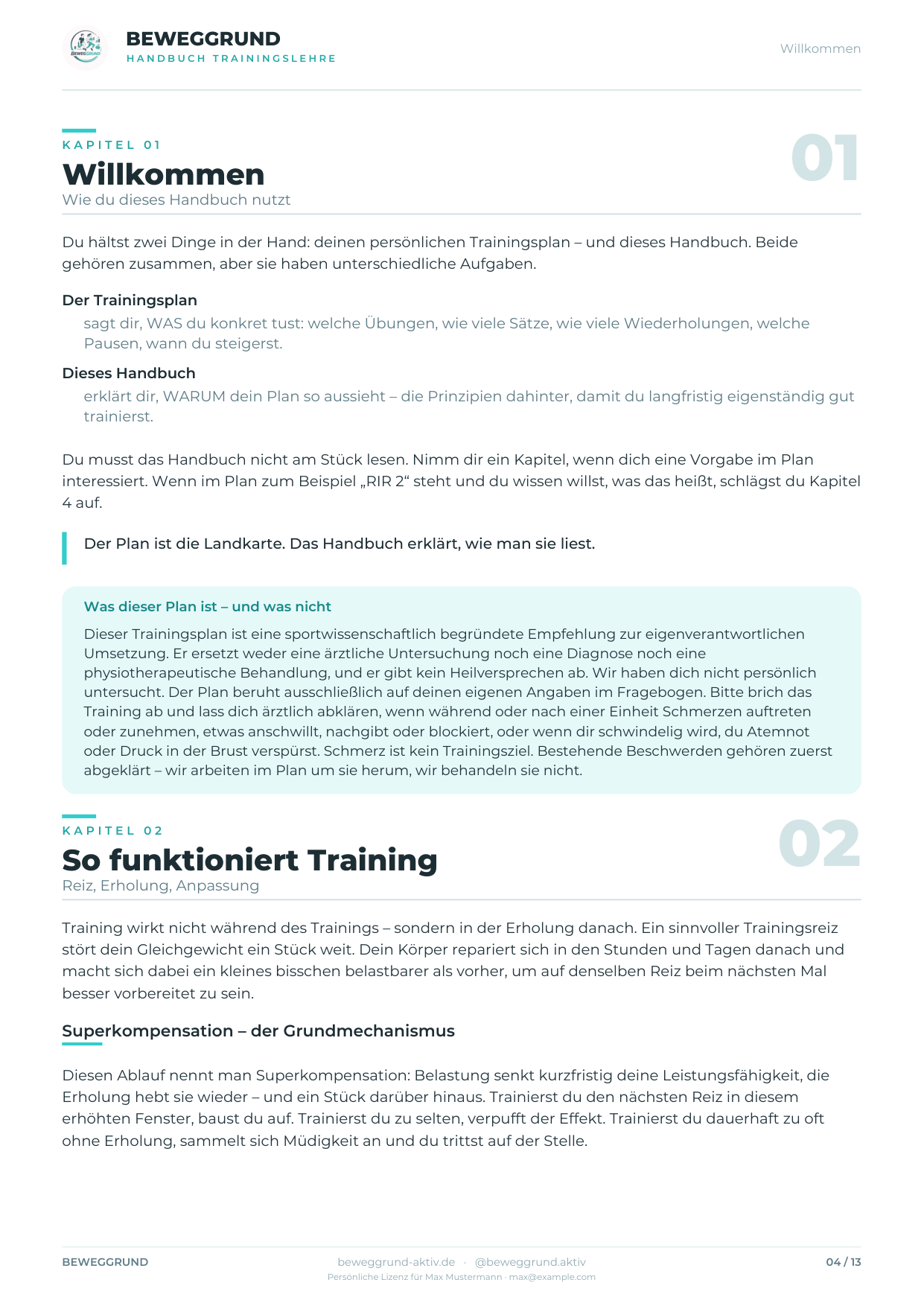 Seite aus dem gratis Handbuch Trainingslehre
